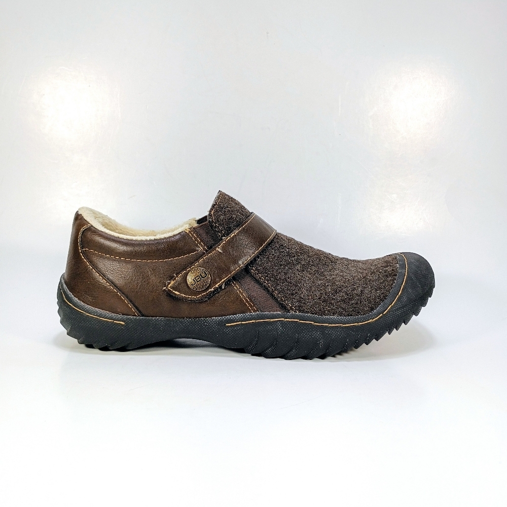JBU By Jambu Blakely Womens 8 Brown Wool Faux Fur Lined Strap Close Shoes Flats